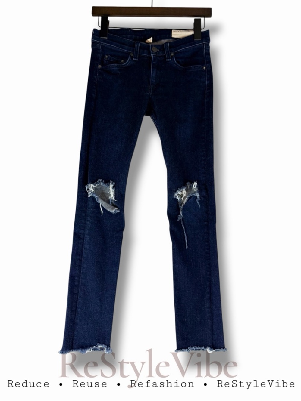 RAG & BONE Women’s Size 25 Denim Jeans Capri Style Destructed Stretch Era Wash